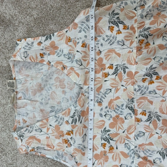 Joie Dress Womens Small White Orange Blue Floral V Neck Mini Shift 100% Linen - Picture 8 of 11